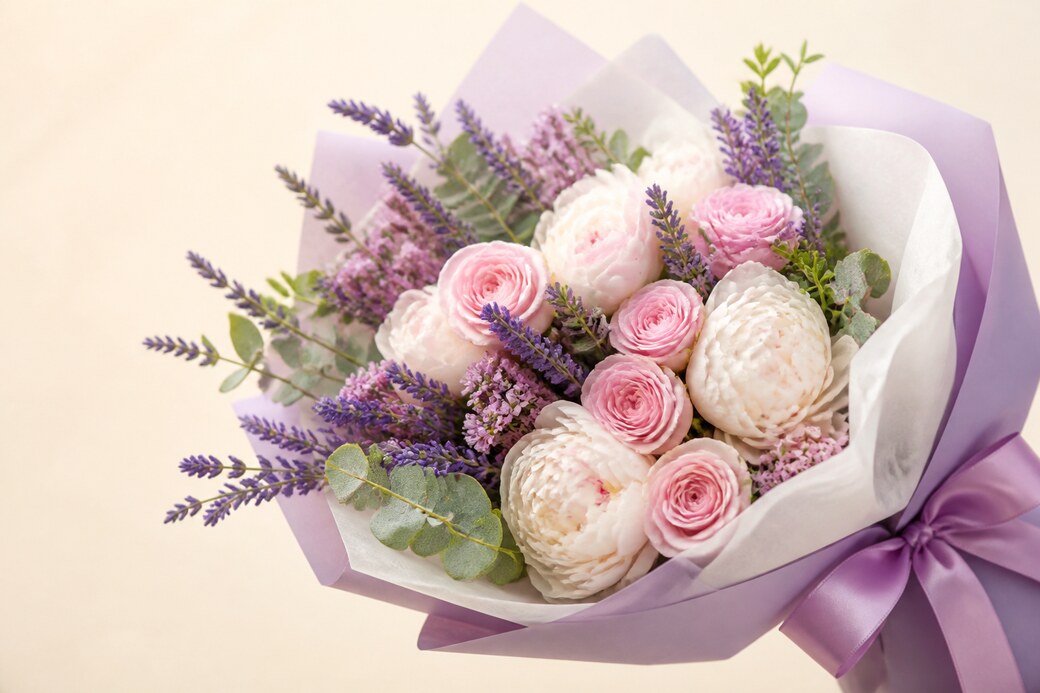 Purple Flowers spring bouquet collection