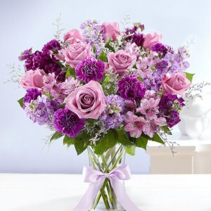 A large bouquet of pink roses